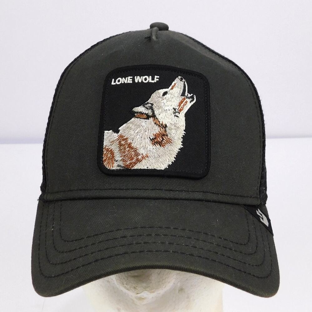 Goorin Bros Lone Wolf The Farm Trucker Hat Black Snapback Adult Adjustable